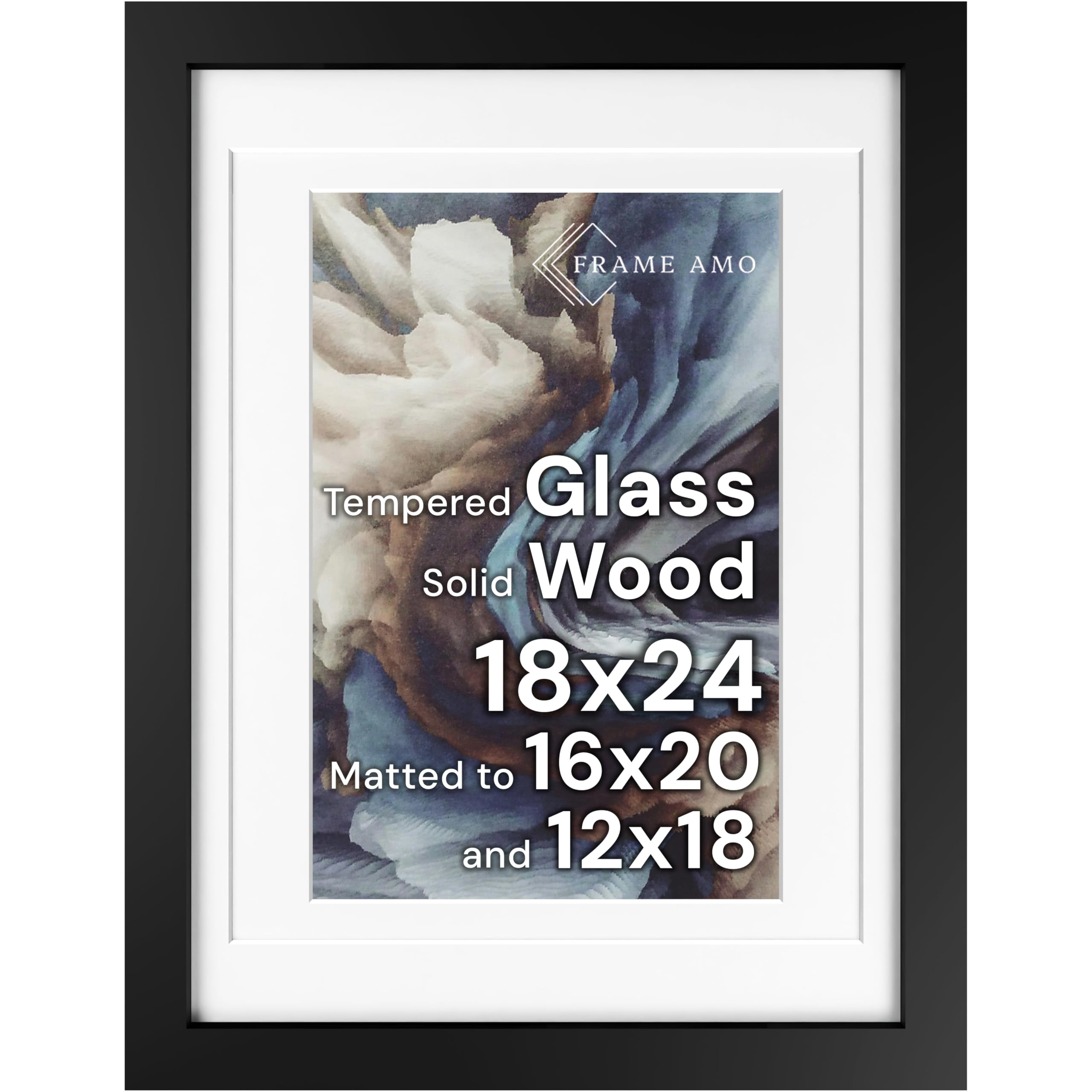 Amazon.com - Frame Amo 18x24 Black Solid Wood Poster Frame, White